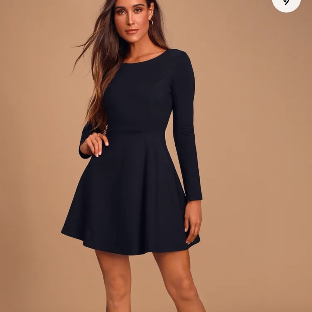 Lulus Forever Chic Black Long Sleeve Dress, M